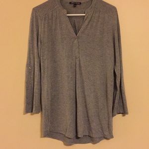Gray V neck button up